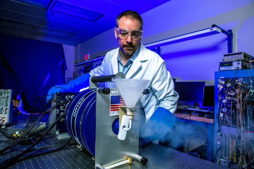 LLNL researcher uses the Hyperion gamma-ray detector.