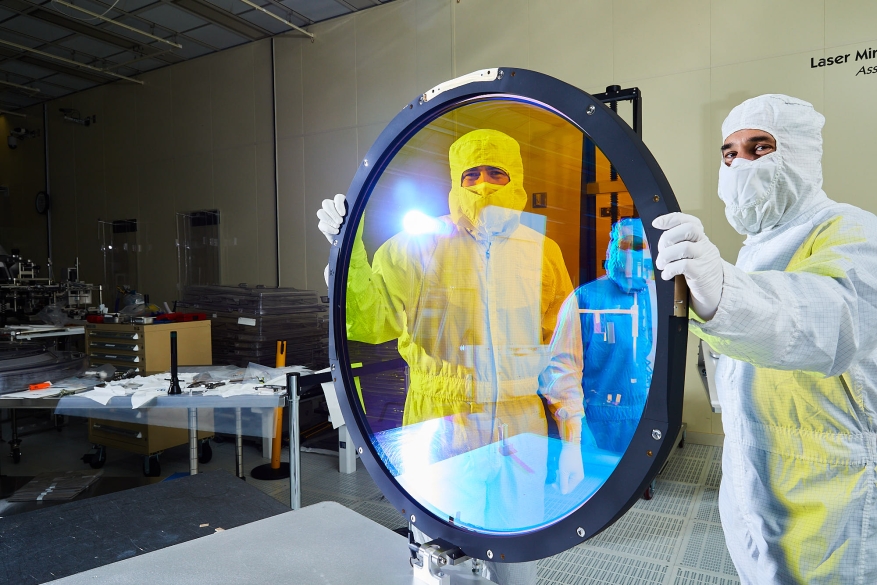 Researchers hold an optical filter